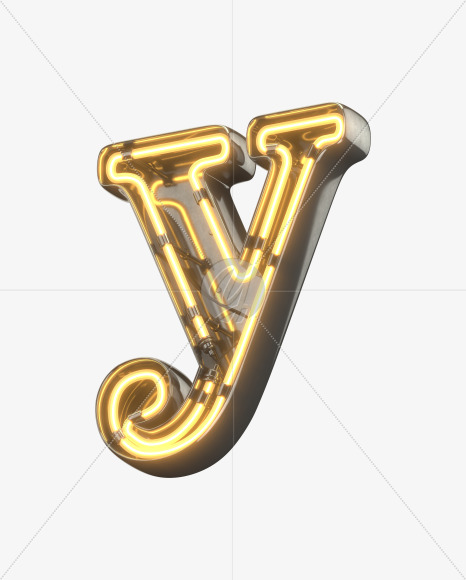 y lowercase from Metal Retro Neon Font on Yellow Images Creative Fonts - S30955