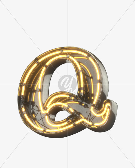 Q uppercase from Metal Retro Neon Font on Yellow Images Creative Fonts - S30938