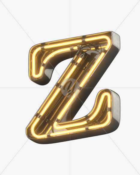 Z uppercase from Metal Retro Neon Font on Yellow Images Creative Fonts - S30956