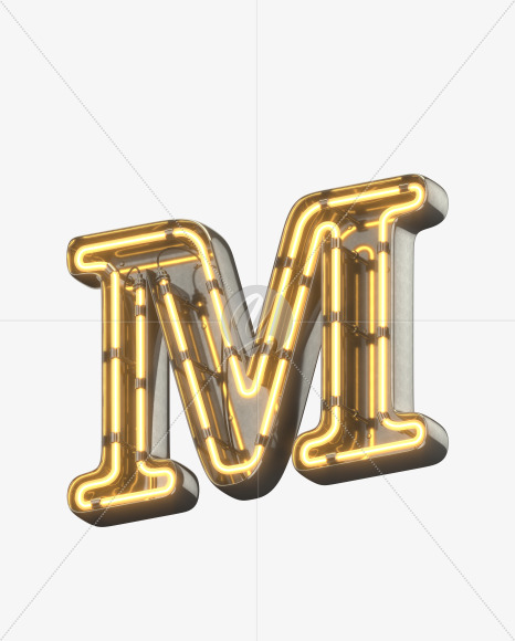 M uppercase from Metal Retro Neon Font on Yellow Images Creative Fonts - S30930