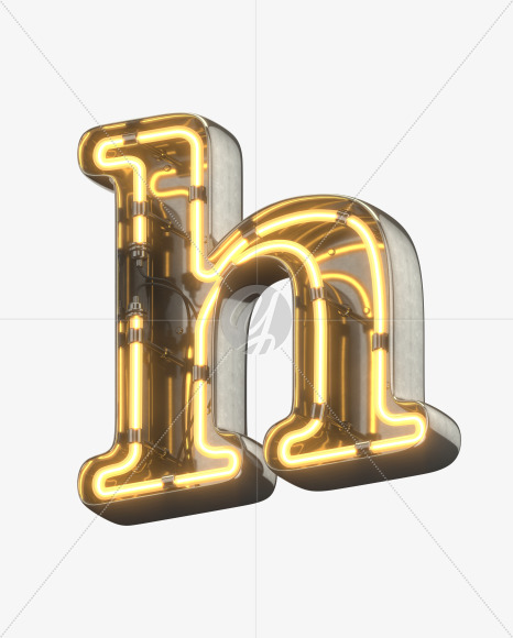 h lowercase from Metal Retro Neon Font on Yellow Images Creative Fonts - S30921