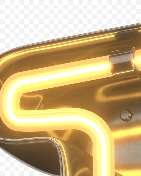 G uppercase from Metal Retro Neon Font on Yellow Images Creative Fonts - S30918