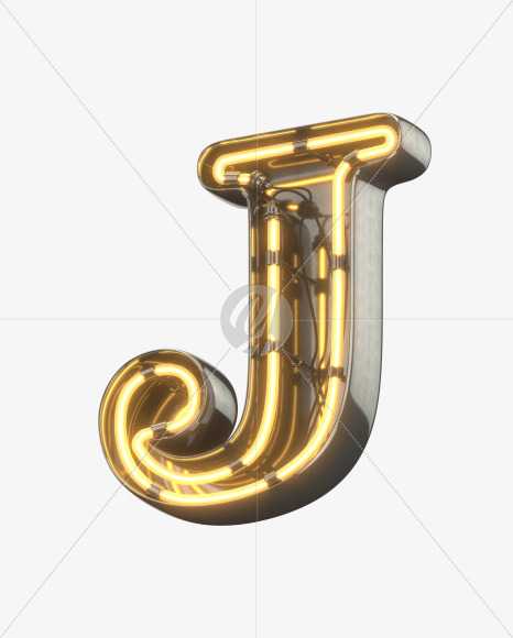 J uppercase from Metal Retro Neon Font on Yellow Images Creative Fonts - S30924