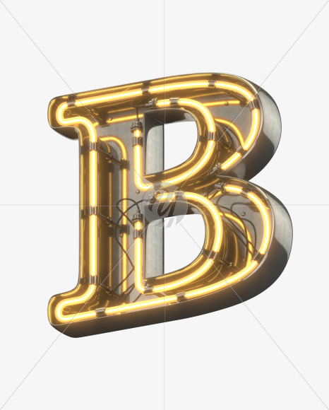 B uppercase from Metal Retro Neon Font on Yellow Images Creative Fonts - S30908