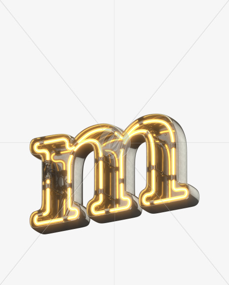 m lowercase from Metal Retro Neon Font on Yellow Images Creative Fonts - S30931