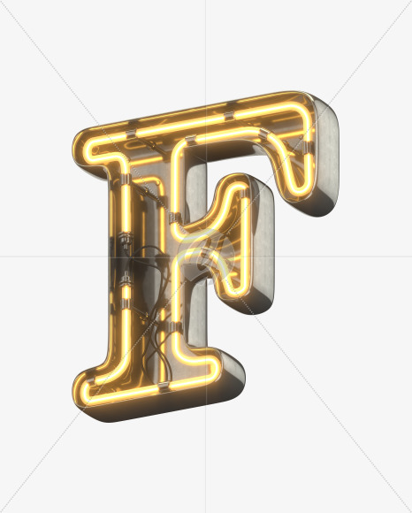 F uppercase from Metal Retro Neon Font on Yellow Images Creative Fonts - S30916