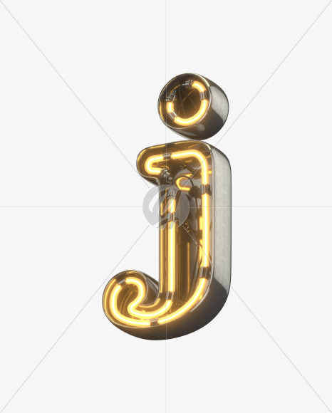 j lowercase from Metal Retro Neon Font on Yellow Images Creative Fonts - S30925