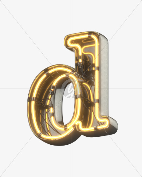 d lowercase from Metal Retro Neon Font on Yellow Images Creative Fonts - S30913