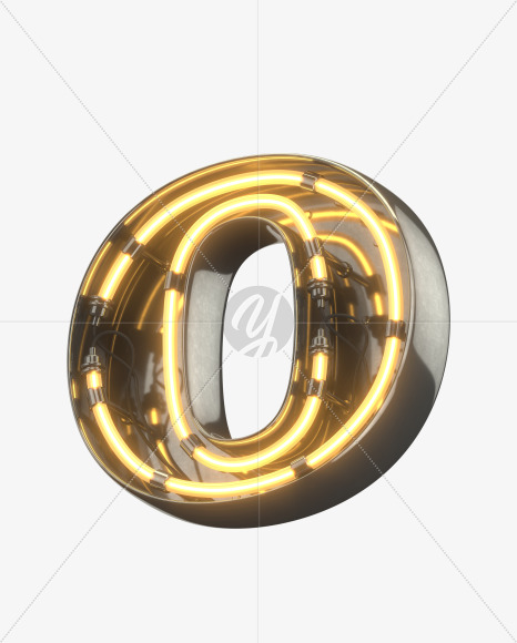 o lowercase from Metal Retro Neon Font on Yellow Images Creative Fonts - S30935