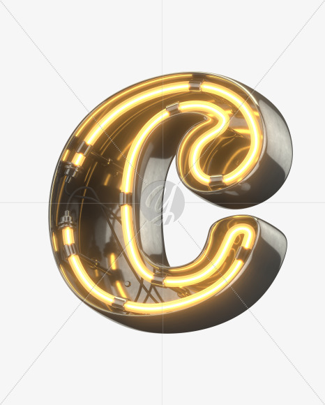 c lowercase from Metal Retro Neon Font on Yellow Images Creative Fonts - S30911