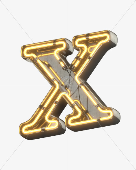 X uppercase from Metal Retro Neon Font on Yellow Images Creative Fonts - S30952