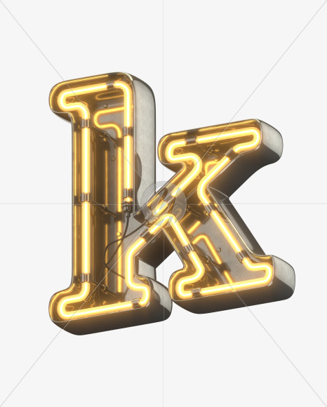 k lowercase from Metal Retro Neon Font on Yellow Images Creative Fonts - S30927