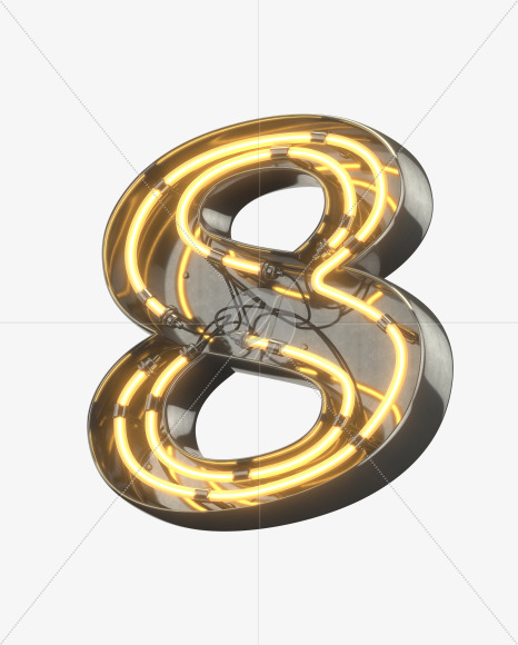 8 from Metal Retro Neon Font on Yellow Images Creative Fonts - S30965