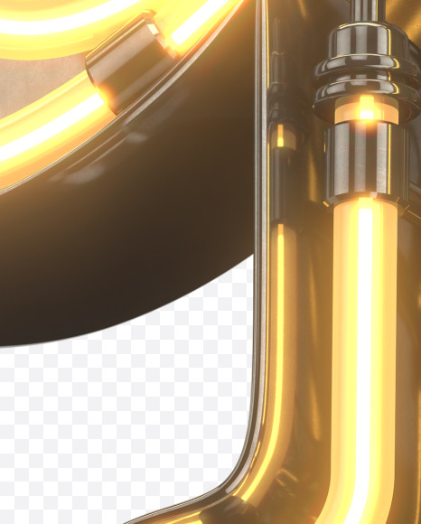 q lowercase from Metal Retro Neon Font on Yellow Images Creative Fonts - S30939
