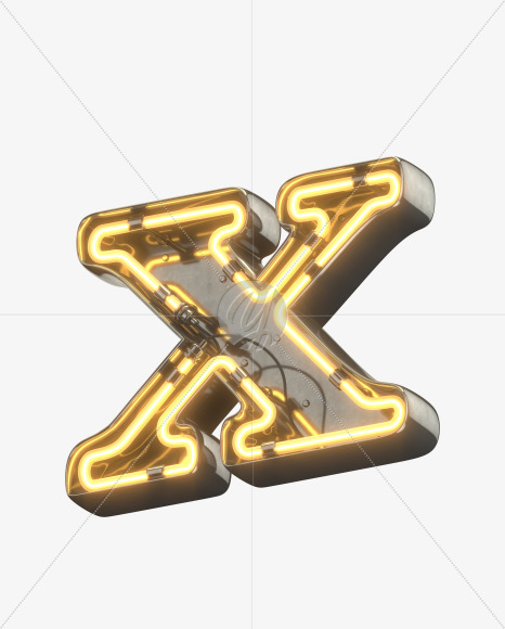 x lowercase from Metal Retro Neon Font on Yellow Images Creative Fonts - S30953