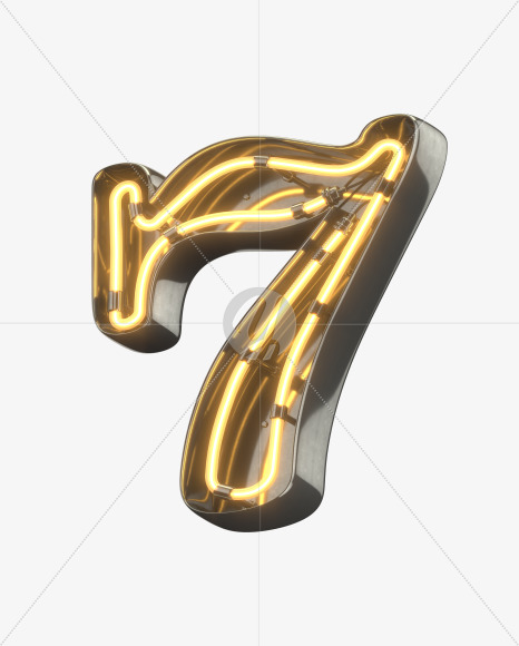 7 from Metal Retro Neon Font on Yellow Images Creative Fonts - S30964