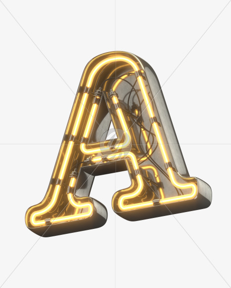 A uppercase from Metal Retro Neon Font on Yellow Images Creative Fonts - S30906