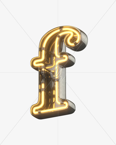 f lowercase from Metal Retro Neon Font on Yellow Images Creative Fonts - S30917