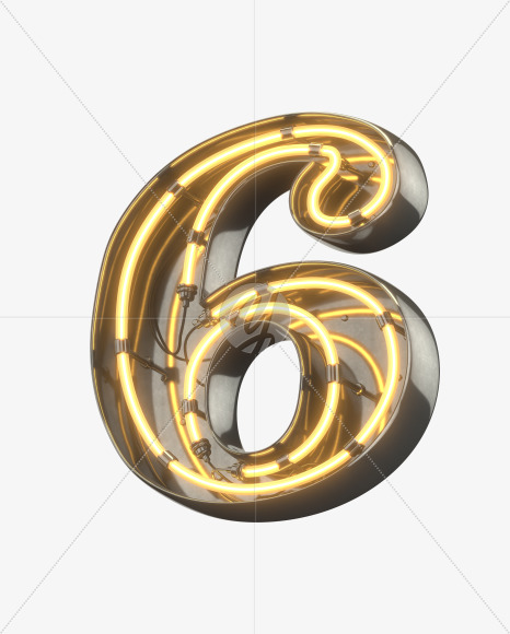 6 from Metal Retro Neon Font on Yellow Images Creative Fonts - S30963