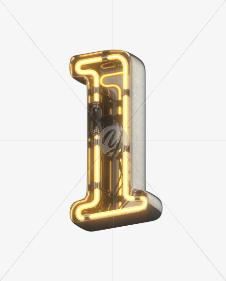 l lowercase from Metal Retro Neon Font on Yellow Images Creative Fonts - S30929