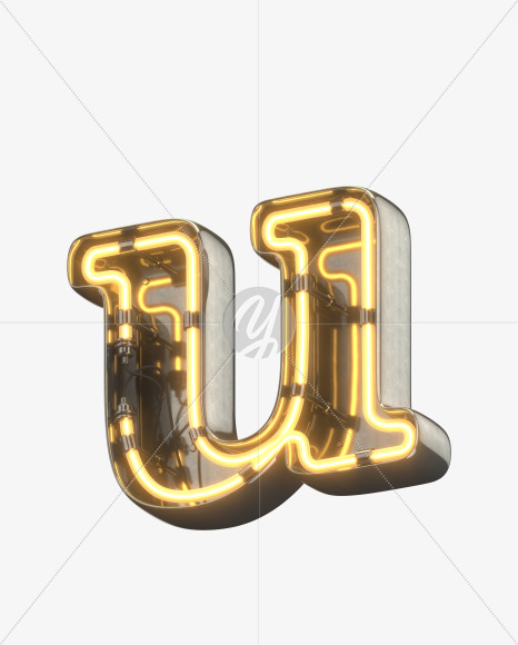 u lowercase from Metal Retro Neon Font on Yellow Images Creative Fonts - S30947