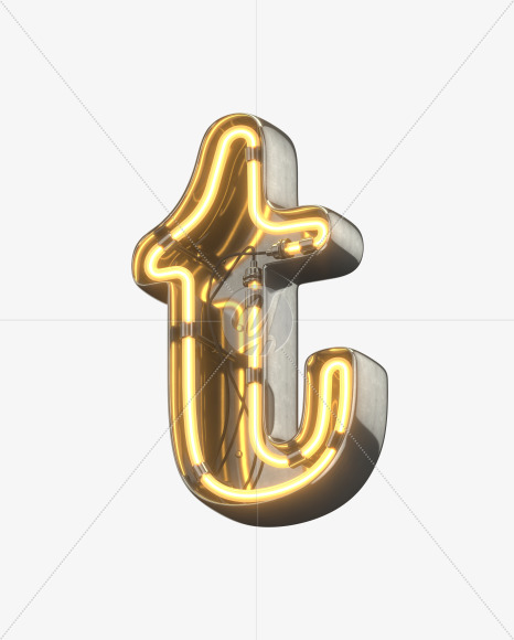 t lowercase from Metal Retro Neon Font on Yellow Images Creative Fonts - S30945