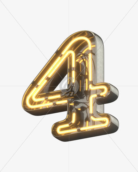 4 from Metal Retro Neon Font on Yellow Images Creative Fonts - S30961