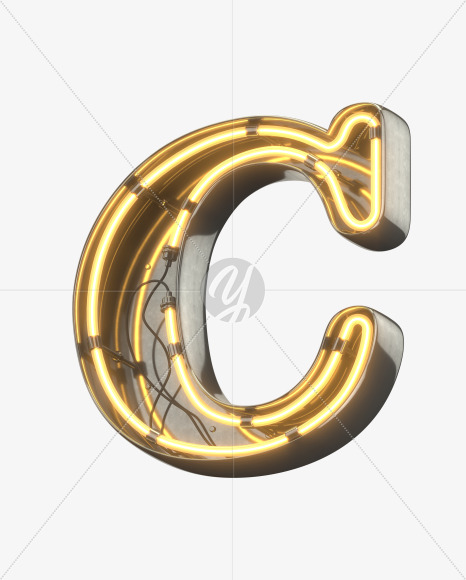 C uppercase from Metal Retro Neon Font on Yellow Images Creative Fonts - S30910