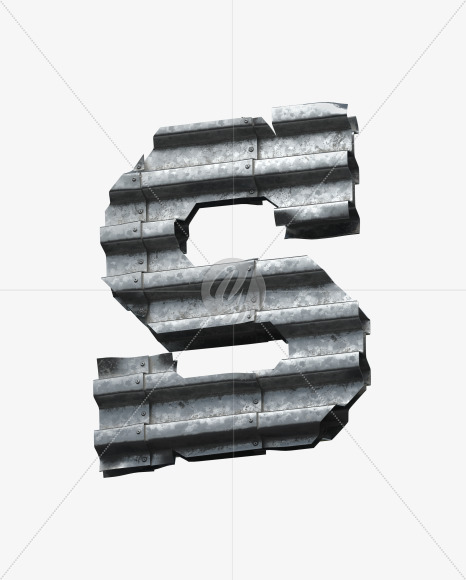 Letter S from Metalsheets Font on Yellow Images Creative Fonts - S30994