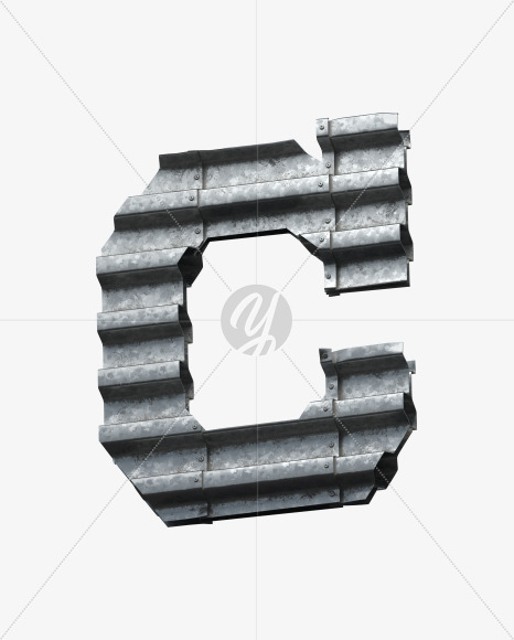 Letter C from Metalsheets Font on Yellow Images Creative Fonts - S30978