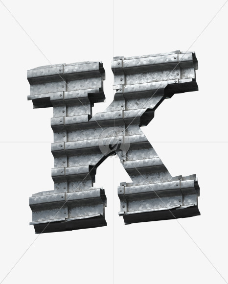 Letter K from Metalsheets Font on Yellow Images Creative Fonts - S30986