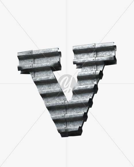 Letter V from Metalsheets Font on Yellow Images Creative Fonts - S30997