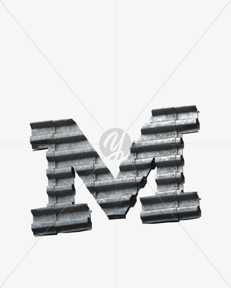 Letter M from Metalsheets Font on Yellow Images Creative Fonts - S30988