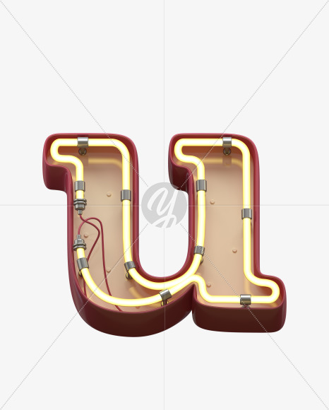 u lowercase from Neon Font on Yellow Images Creative Fonts - S31172