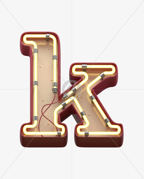 k lowercase from Neon Font on Yellow Images Creative Fonts - S31152