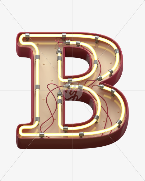 B uppercase from Neon Font on Yellow Images Creative Fonts - S31133