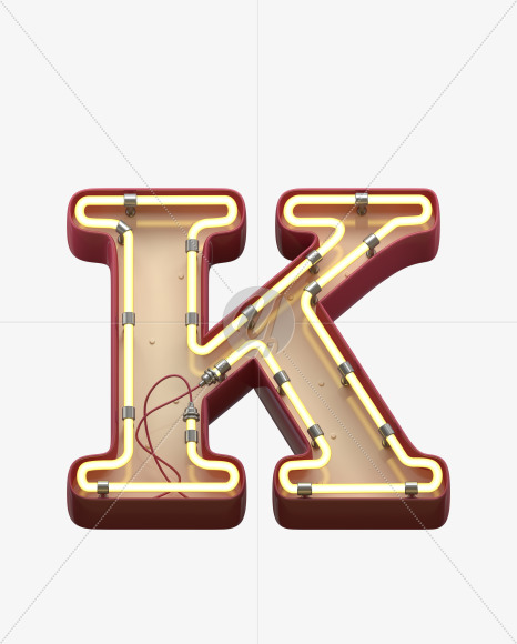 K uppercase from Neon Font on Yellow Images Creative Fonts - S31151