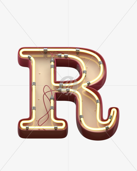 R uppercase from Neon Font on Yellow Images Creative Fonts - S31165