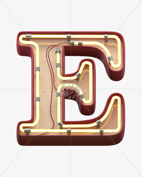 E uppercase from Neon Font on Yellow Images Creative Fonts - S31139