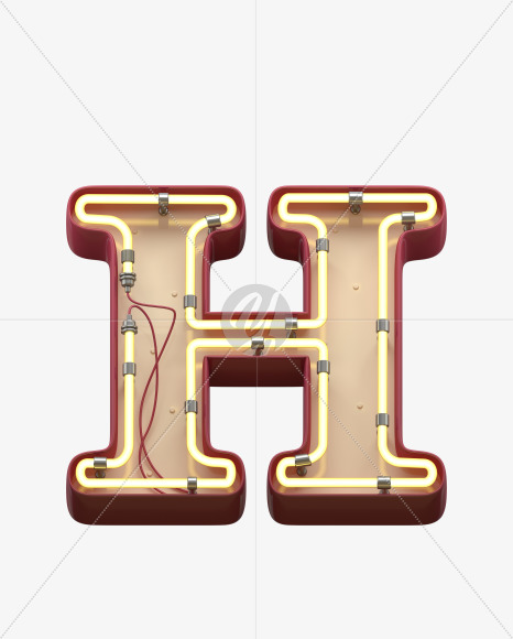 H uppercase from Neon Font on Yellow Images Creative Fonts - S31145