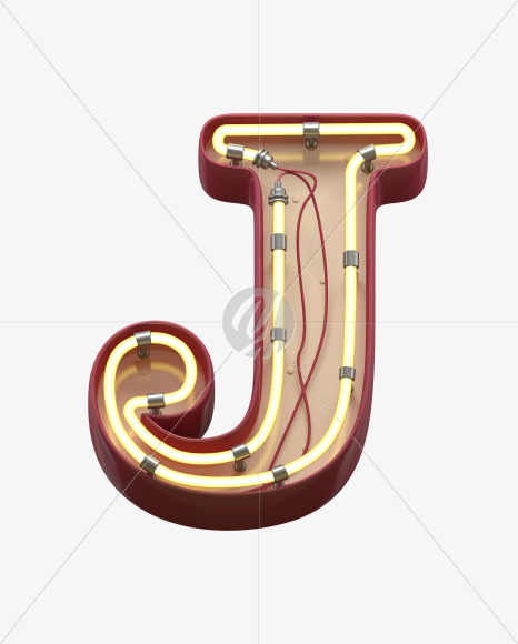 J uppercase from Neon Font on Yellow Images Creative Fonts - S31149