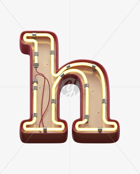 h lowercase from Neon Font on Yellow Images Creative Fonts - S31146