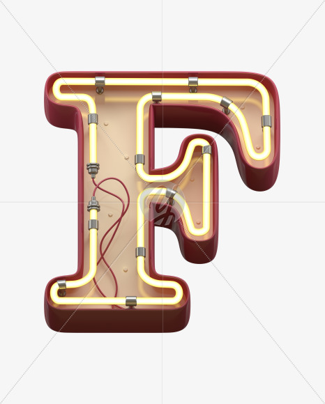 F uppercase from Neon Font on Yellow Images Creative Fonts - S31141