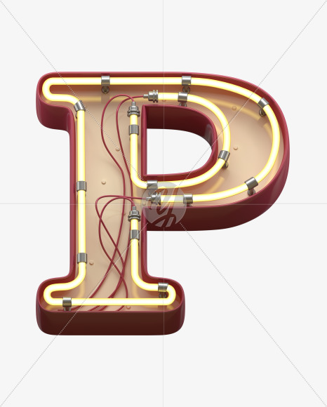 P uppercase from Neon Font on Yellow Images Creative Fonts - S31161