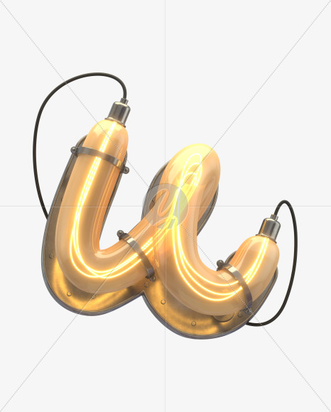 u lowercase from Neons Sign Font on Yellow Images Creative Fonts - S31242