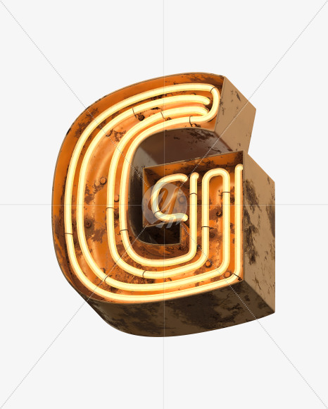 Letter G from Orange Neon Font on Yellow Images Creative Fonts - S31279