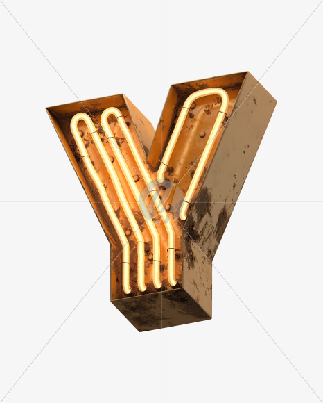 Letter Y from Orange Neon Font on Yellow Images Creative Fonts - S31297