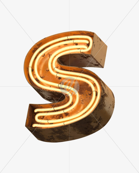 Letter S from Orange Neon Font on Yellow Images Creative Fonts - S31291