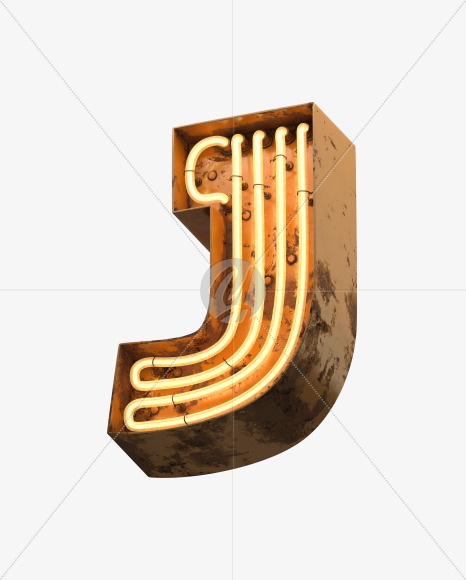 Letter J from Orange Neon Font on Yellow Images Creative Fonts - S31282