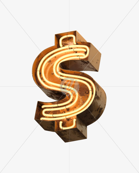 $ from Orange Neon Font on Yellow Images Creative Fonts - S31313